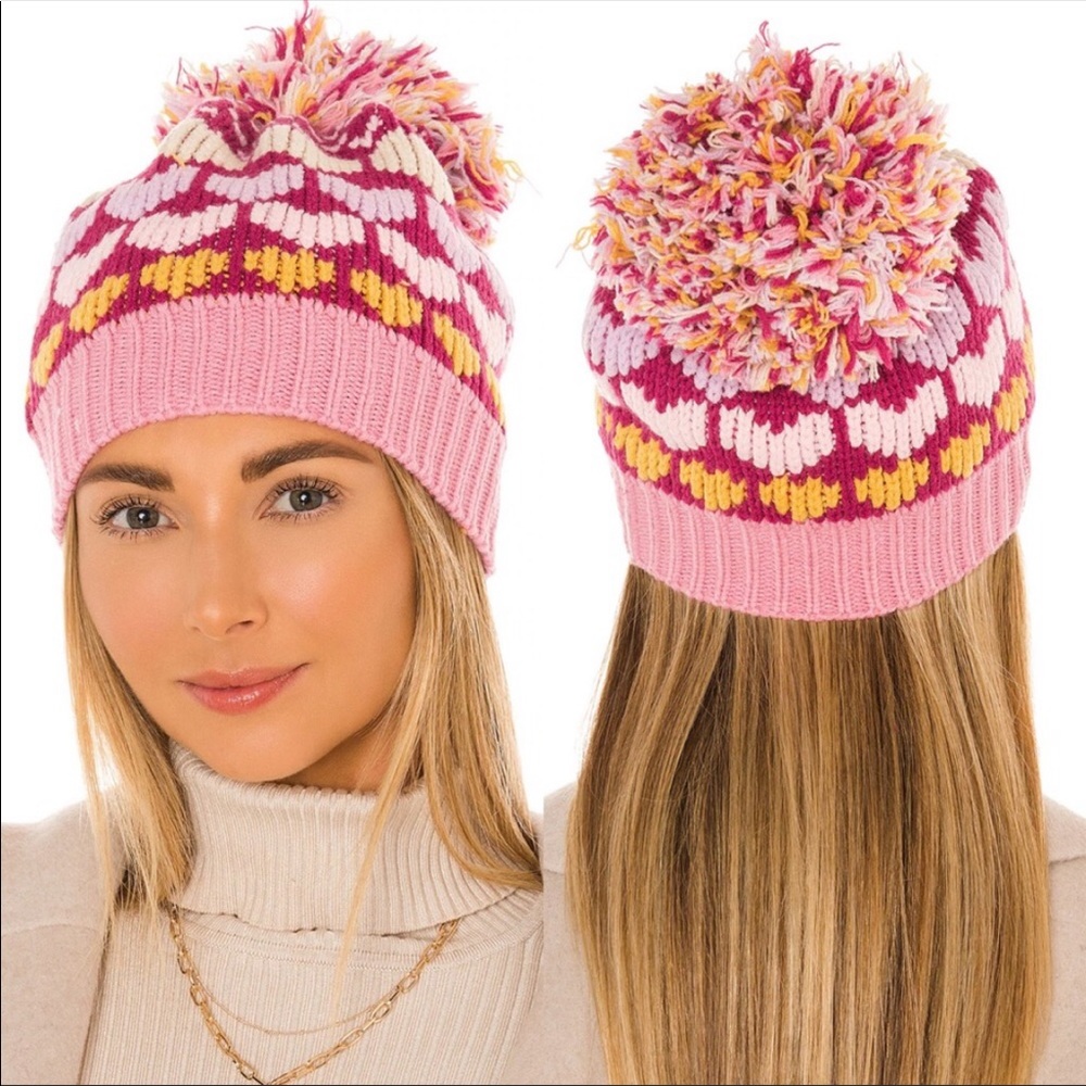 NWT LoveShackFancy Hastings Intarsia Knit Pompom hat